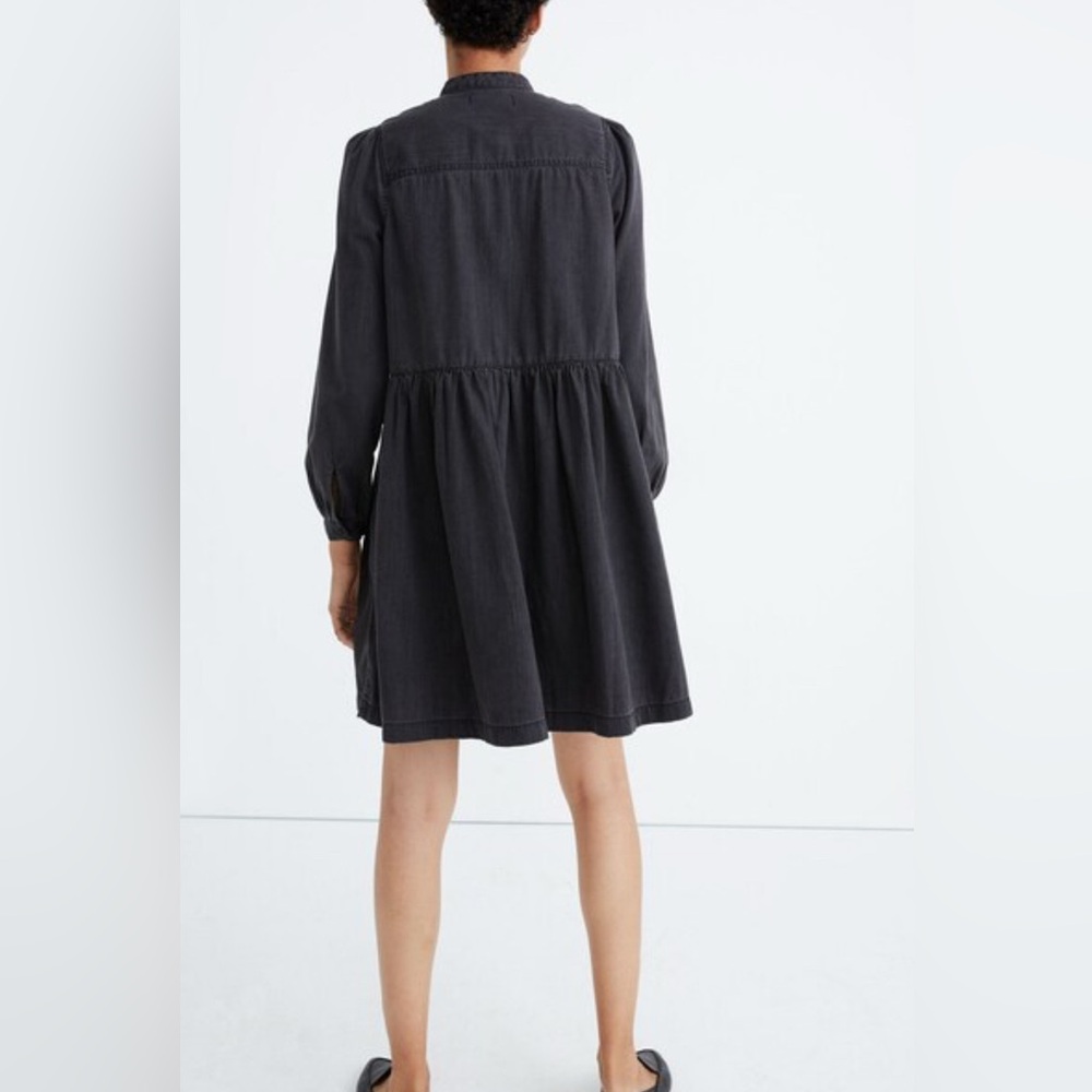 Madewell Charcoal Ruffle Yoke Babydoll Dress Size Small - Picture 2 of 8